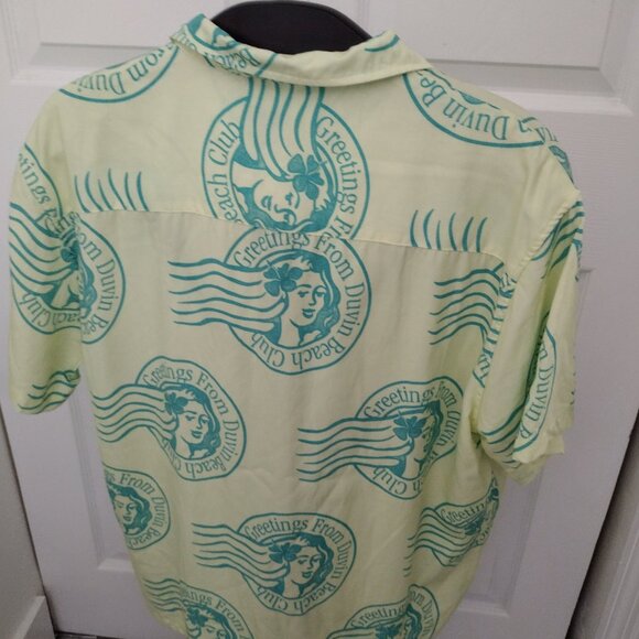 Duvin Keylime Beach Club Button Up XL Retro Camp Collar Shirt - Picture 6 of 7